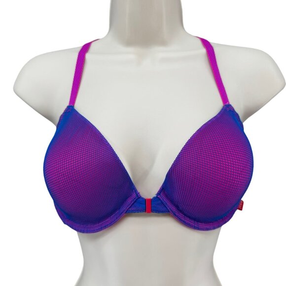 Josie Natori Jetset Bra Womens Purple T Back Front Closure Underwired Sz 34C - Picture 1 of 9
